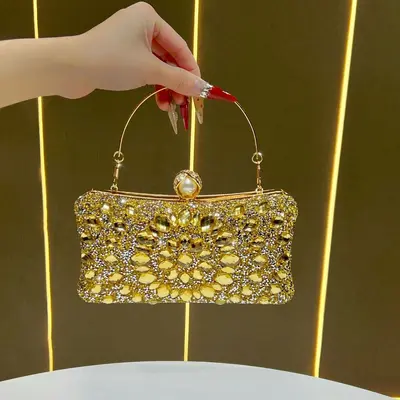 Rhinestone Women's Evening Bag, Crossbody Clutch - 8