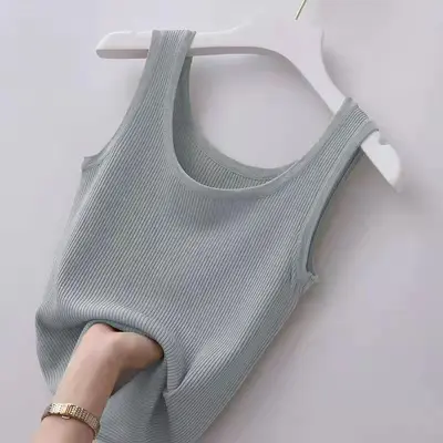 Women's ribbed suspender tank top, plus size, thin ice silk - 7