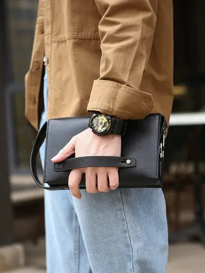 Men's Combination Lock Wallet Clutch, Anti-Theft Soft Leather - 4