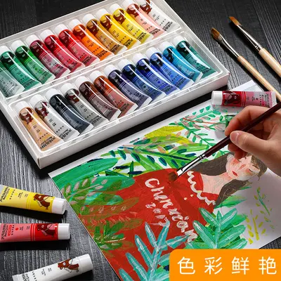 咔巴熊丙烯画颜料12/24色初学者套装diy彩绘墙绘画画盒装学生奖励 - 4