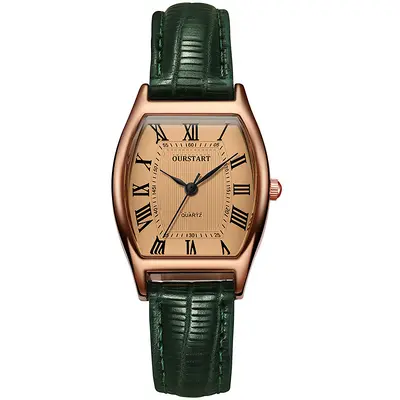 Luxuriös aussehendes Vintage-Armband für Frauen, Herstellergroßhandel für Nischen-Cross-Border-Live-Streaming, Quarzuhr mit fassförmigem Lederarmband, Damenuhr. - 8