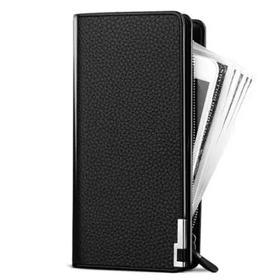 Men's Long Clutch Wallet with Metal-Edge Design, Multi-Card Slots - 6