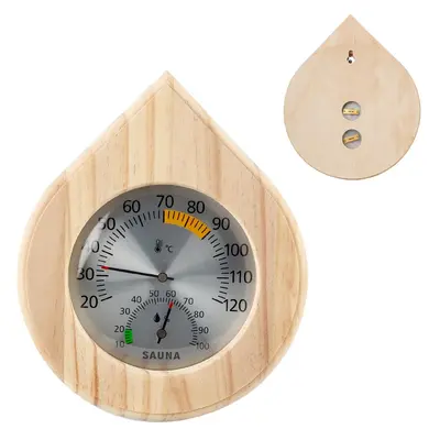 Round Sauna Thermo-Hygrometer, Solid Wood Frame - 9