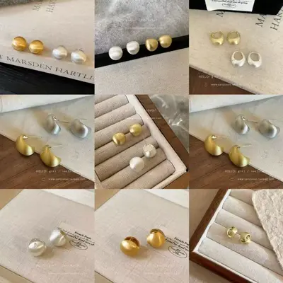 Luxuriöse Kupfer-Metall-Ohrringe mit gebürsteter Oberflächenfinish, quadratische und runde Formen, elegante Damenschmuck-Kollektion für vielseitige Kombinationen, slimming face effect, vintage Design