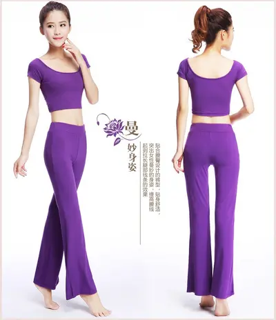 Women's Black Cotton Applique Flared Dance Pants - 13
