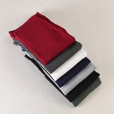 Women's Ribbed Striped Cotton Leggings, High Elastic, Three-Quarter - 4