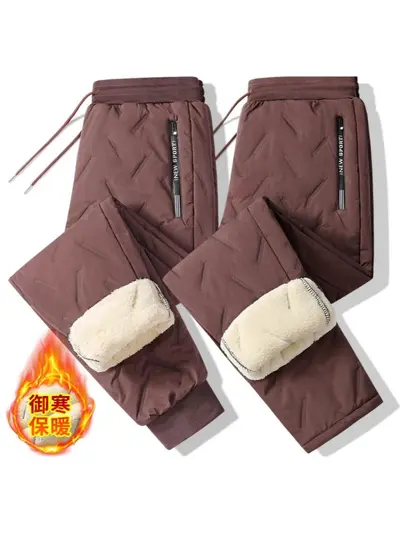 Herren-Freizeithose aus Baumwolle mit Lammfell-Futter, große Größen