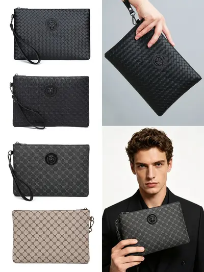 Men's large capacity business handbag, woven