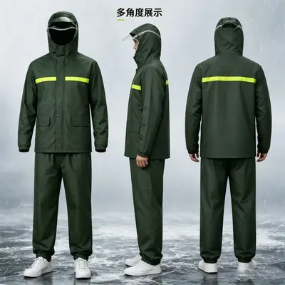 Zweiteiliger Regenanzug für Herren zum Fahrradfahren und Essenslieferungen, Regenjacke und Regenhose mit vollständigem Schutz vor starkem Regen