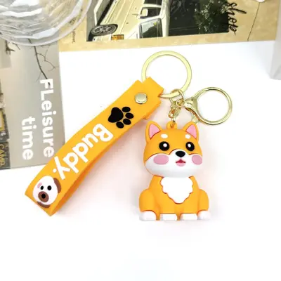 新款卡通萌宠小狗钥匙扣软胶公仔钥匙链情侣包包挂饰可爱小狗挂件 - 12