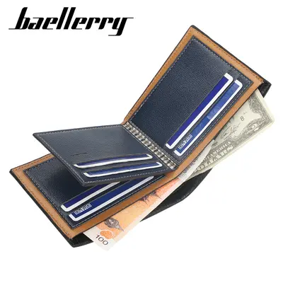 Baellerry Men's Short Wallet, Crocodile Pattern, Slim Tri-Fold - 2