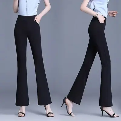 Women's Nine-Point Micro Flare Pants, High Waist, Stretch, 2025 - 7