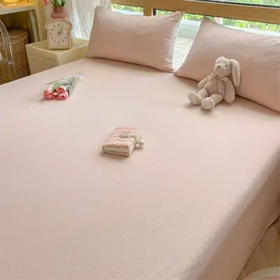 Japanese Style Striped Plaid Bedsheet Water-Washed Cotton Simple Pure Color Student Dormitory Single Person Duvet Cover Three-Piece Set - 8