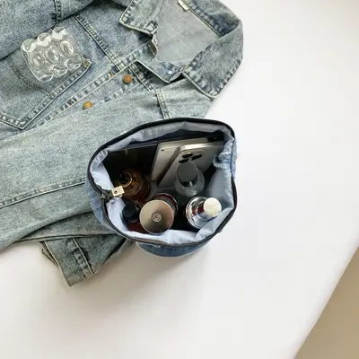 Women's Japanese-Style Denim Handbag, Large Capacity Bucket Bag