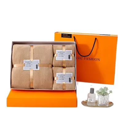 Coral fleece towel 3-piece set custom logo gift box