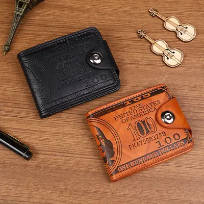 Men's Wallet, Ultra-Light PU Leather, Multifunctional, Dollar Pattern