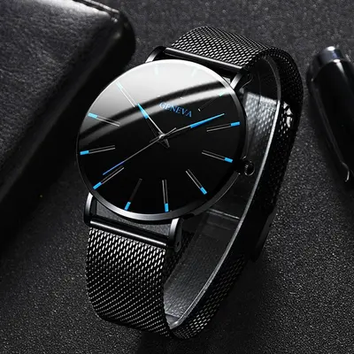 Quartz men's watch, alloy mesh band, business style