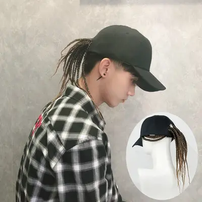Baseball Cap Wig, One-Piece Synthetic Fiber Long Straight Hair Fashion Wig
