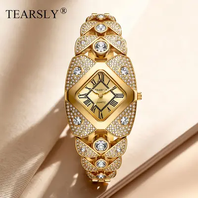 Women's quartz watch, diamond-studded vintage bracelet style - 2