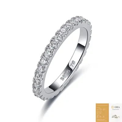 S925 gümüş moissanite yüzük, tam taş döşeme - 7