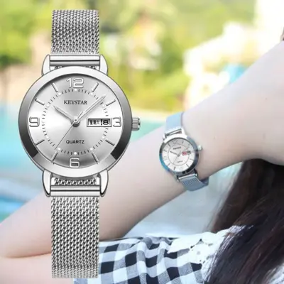 Kadın kuvarz saati, su geçirmez, gece ışığı, dual takvim - 5