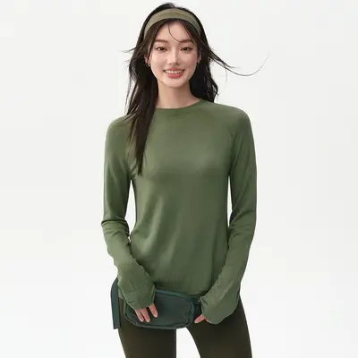Women's Loose Yoga Wear, Long Sleeve, Round Neck - 3