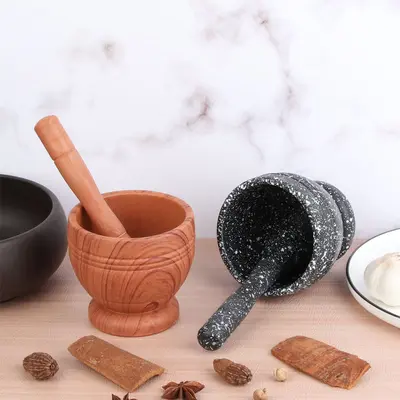 Sarımsak ezici, sarımsak presi, manuel ev tipi ahşap desenli ezici, zencefil öğütücü, ilaç kabı, sarımsak kepçesi