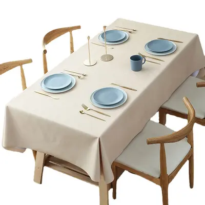 Waterproof PVC Tablecloth, Oil-Resistant, Solid Color, Rectangular and Round - 6