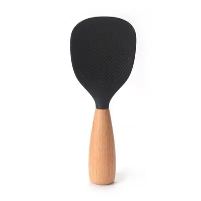 Silicone Rice Spoon, Non-Stick, Heat Resistant, Wooden Handle - 11
