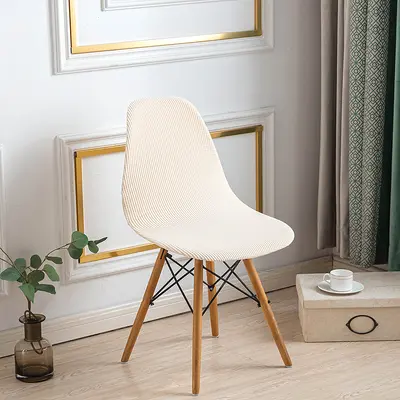 Amazon Kalın Mısır Kadifesi Eames Kabuk Sandalye Kılıfı Toz Geçirmez Aşınmaya Dayanıklı Granül Polar Kavisli Kulüp Sandalye Kılıfı - 12