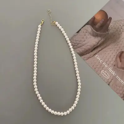 Französische leichte Luxus-Imitation Perlenkette für Damen, ins-Stil, gehobenes Gefühl, elegante Ausstrahlung, vielseitig einsetzbar, modische Schlüsselbeinkette, Influencer-Halskette - 8