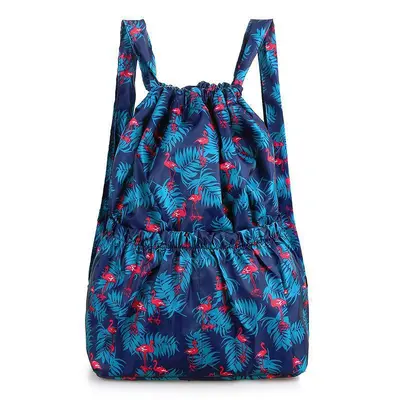 Women's Printed Backpack, Drawstring, Lightweight, Large Capacity - 5