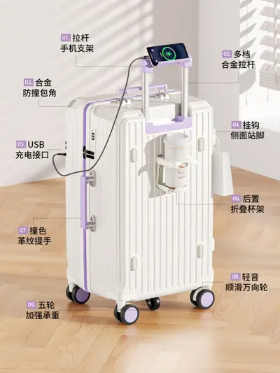 19 Inch Deep Side-Opening Trolley Suitcase with Silent Wheels - 5