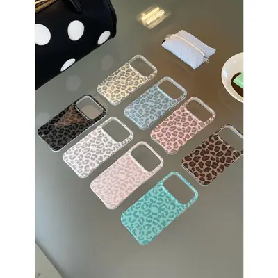 Korean-style INS full-screen solid color leopard print iPhone 16 Apple 15 compatible 17/18 Pro Max phone case drop-proof