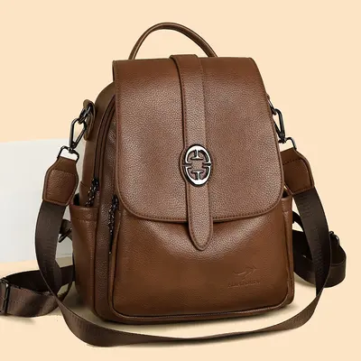 Retro Soft Leather Women's Backpack, Large Capacity - 3