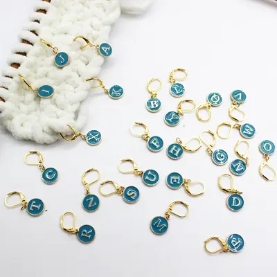 DIY Jewelry Accessories, Double-Sided Pendant, Key Clasp, 26 English Letters, Alloy