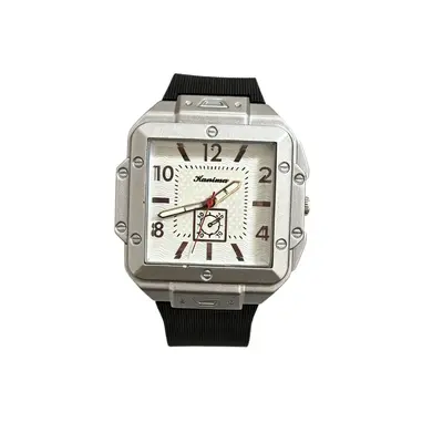Square quartz men's watch, digital dial, silicone strap