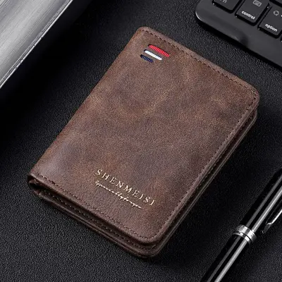 Men's Short Retro Zipper Wallet with Multiple Card Slots and Coin Pocket - 9