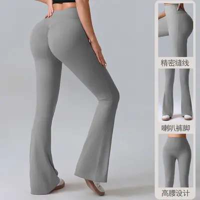 Women's High Waist Micro Flare Yoga Pants with Peach Lift - 1