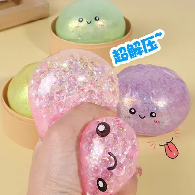 Silikon stres atma oyuncağı, simüle edilmiş baozi, çocuklar için - 9