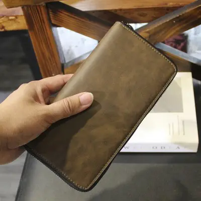 Men's Plaid Long Wallet with Card Slots - 12