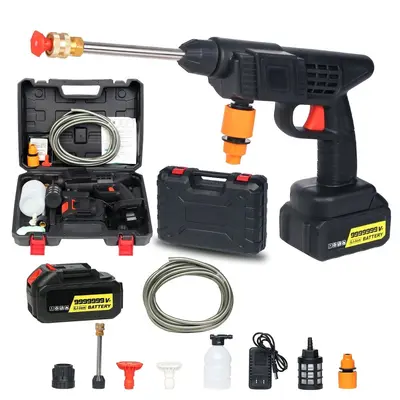 Cordless Lithium Battery High Pressure Car Washer with Water Gun, Household and Commercial - 1