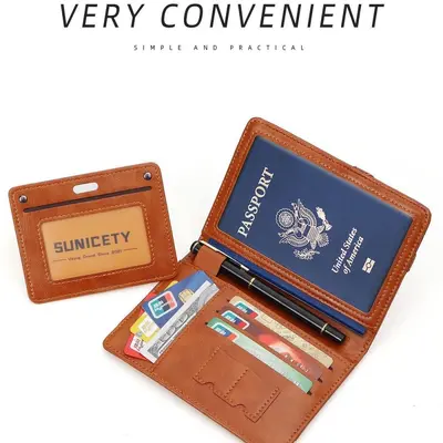 Passport Wallet Combination Bifold Large Capacity Multi-Card Holder Ticket Passport Coin Card Storage Portable Travel
