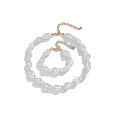 Irregular Pearl Necklace, Bracelet and Earring Jewelry Set for Women - 6