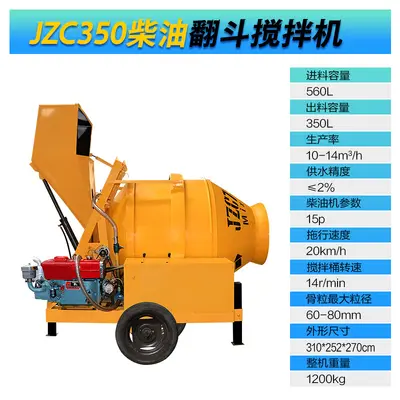 JZC350 drum concrete mixer, electric and diesel - 10