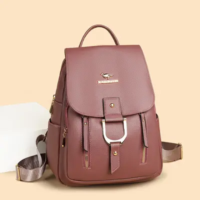 Women's PU Leather Backpack, Japanese-Korean Style, Elegant - 2