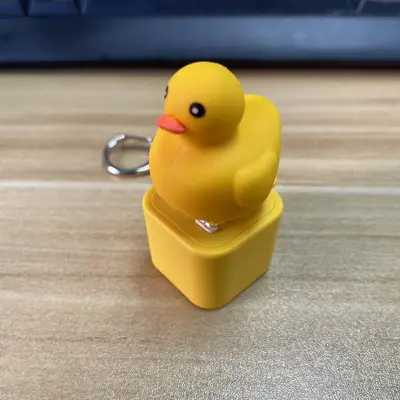 Yellow Duck Keychain with Bird Button, Stress Relief, Sound - 8