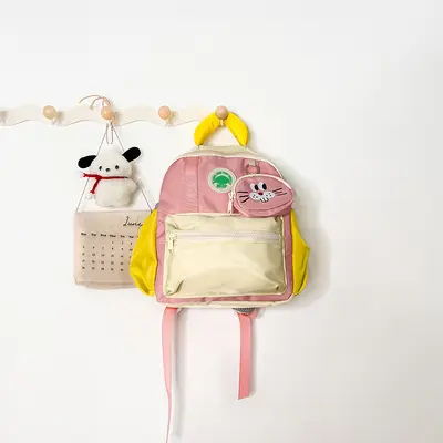 Dual-strap cute children's backpack in small, medium and large sizes, lightweight kids daypack for summer outings, kindergarten school bag, toddler backpack with color blocking for boys and girls - 8