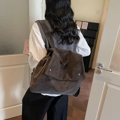 Retro Matte Women's Backpack, Large Capacity Academia Style Schoolbag - 7
