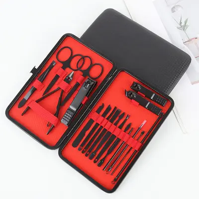 24-Piece Black Nail Scissors and Manicure Set